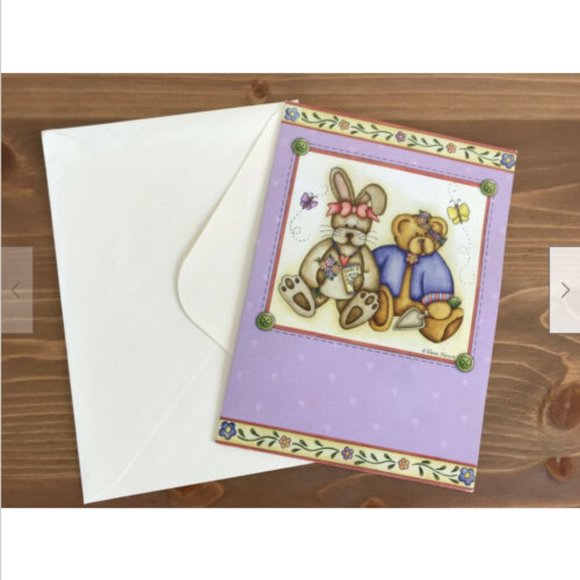 Dianna Marcum Seeds of Caring Pop-Up Greeting Card Teddy & Bunny New Seasons - Picture 1 of 3